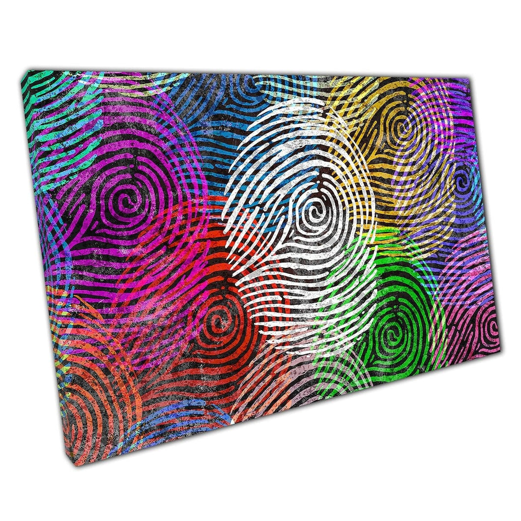 Rainbow Multicoloured Layered Fingerprints Diversity Concept Digital Art Illustration Wall Art Print On Canvas Mounted Canvas print