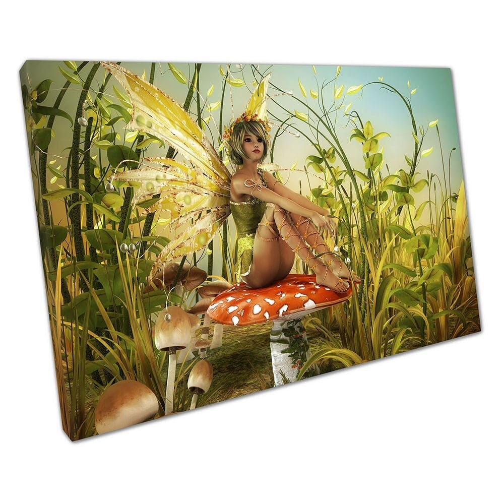 illustration Fantasy Enjoy the last Sunbeams Fairy Art Ready to Hang Wall Art Print Mounted Canvas print