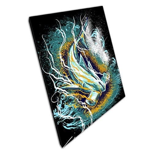 Afdrukken op canvas hammerhoofd haaien grafische kunst muur kunst print gemonteerd canvas print