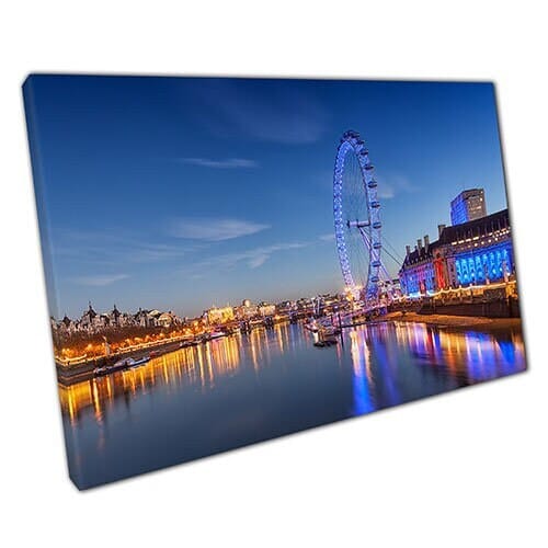 Print on Canvas Blue London Eye Ready to Hang canvas Wall Art Print Mounted Canvas print