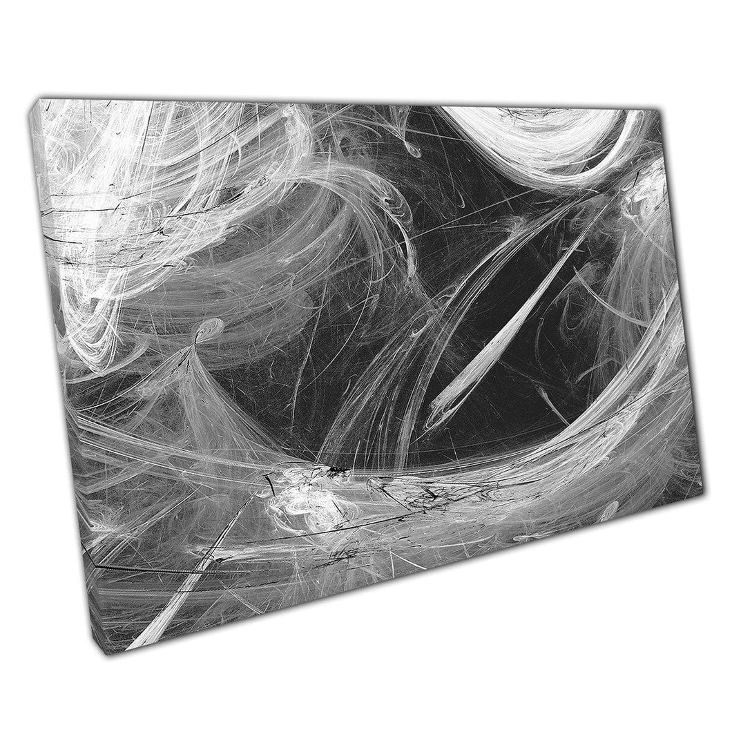 Unusual Monochrome Abstract Digital Fractal Composition Contemporary Modern Art Wall Art Print On Canvas Mounted Canvas print