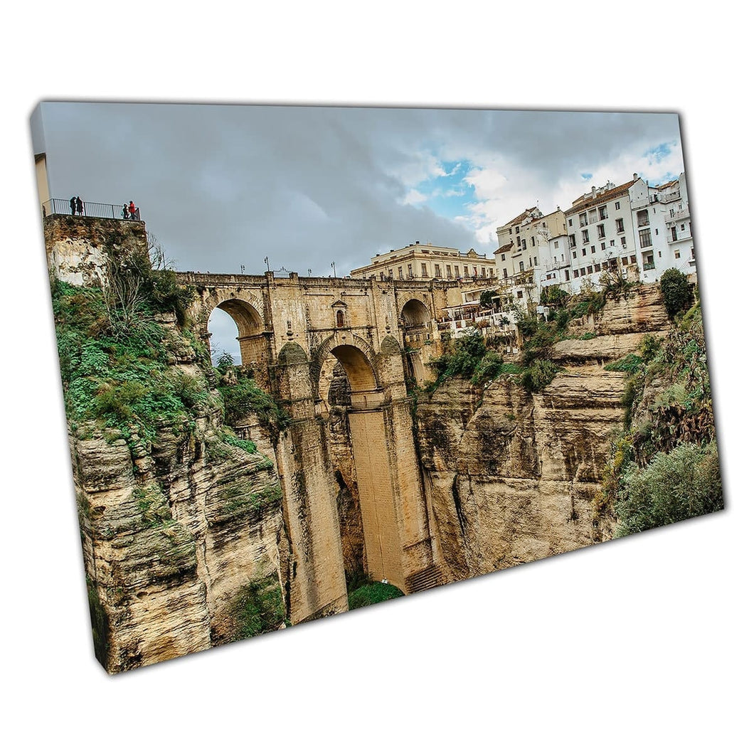 PUENTE NUEVO Nuovo ponte sul fiume Guadalevin Ronda Andalusia Spagna Wanderlust Wall Art Stampa su tela di tela montata