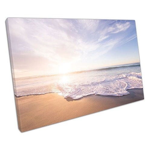 Canvas print zonsopgang zeegeziebanen strand canvas muur kunst print gemonteerd canvas print