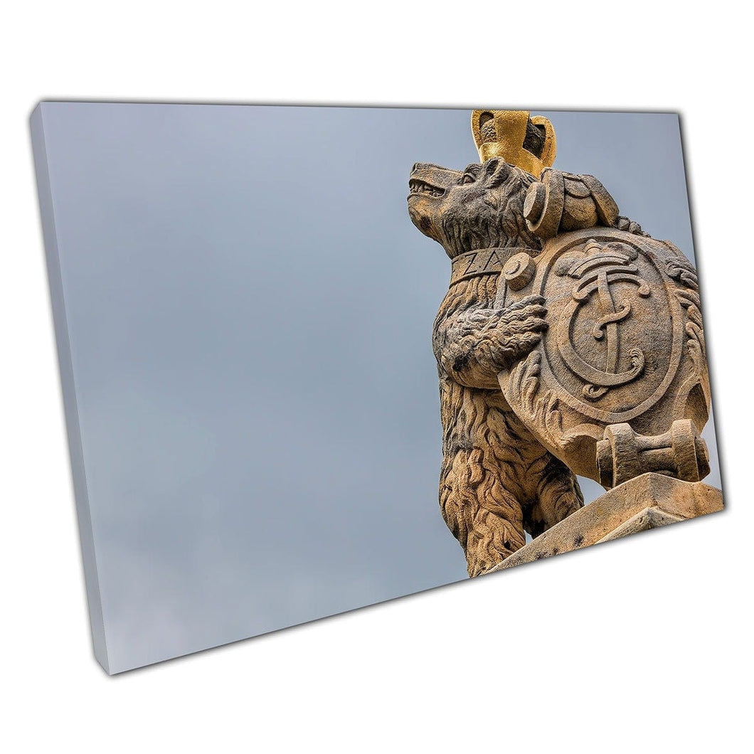 Heraldic Animal Landmark At Entrance Of Castle Bernburg Germany Wall Art Print On Canvas Mounted Canvas print