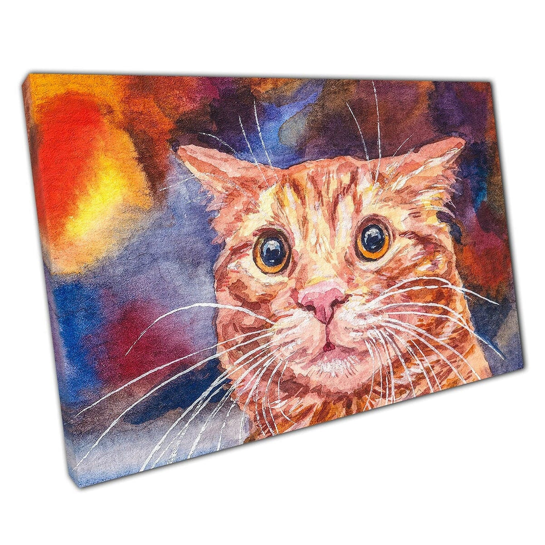 Schattig grappige gember kat gezicht abstract meme schilderij muur kunst print op canvas gemonteerde canvas print