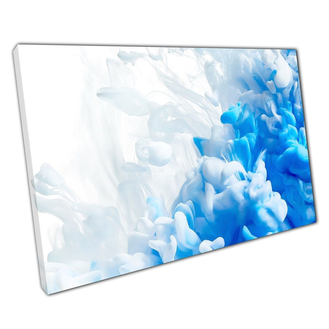 Slow motion blauw verf spat moment abstract vloeiende kleur eigentijdse muurkunst print op canvas gemonteerde canvas print