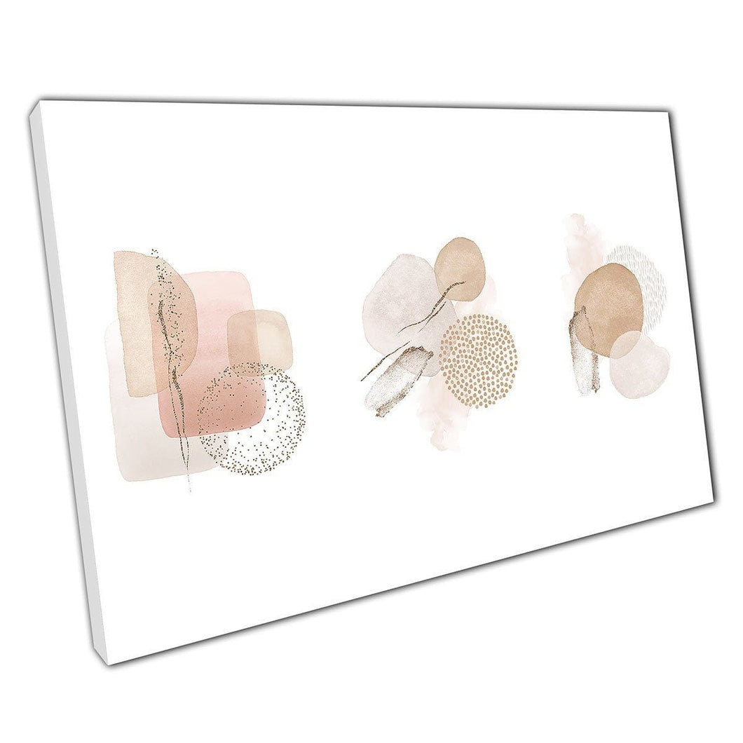 Blush Pink Beige Gold Layering Abstract Modern Style Minimalist Neutral Tone Patterns Wall Art Print On Canvas Mounted Canvas print