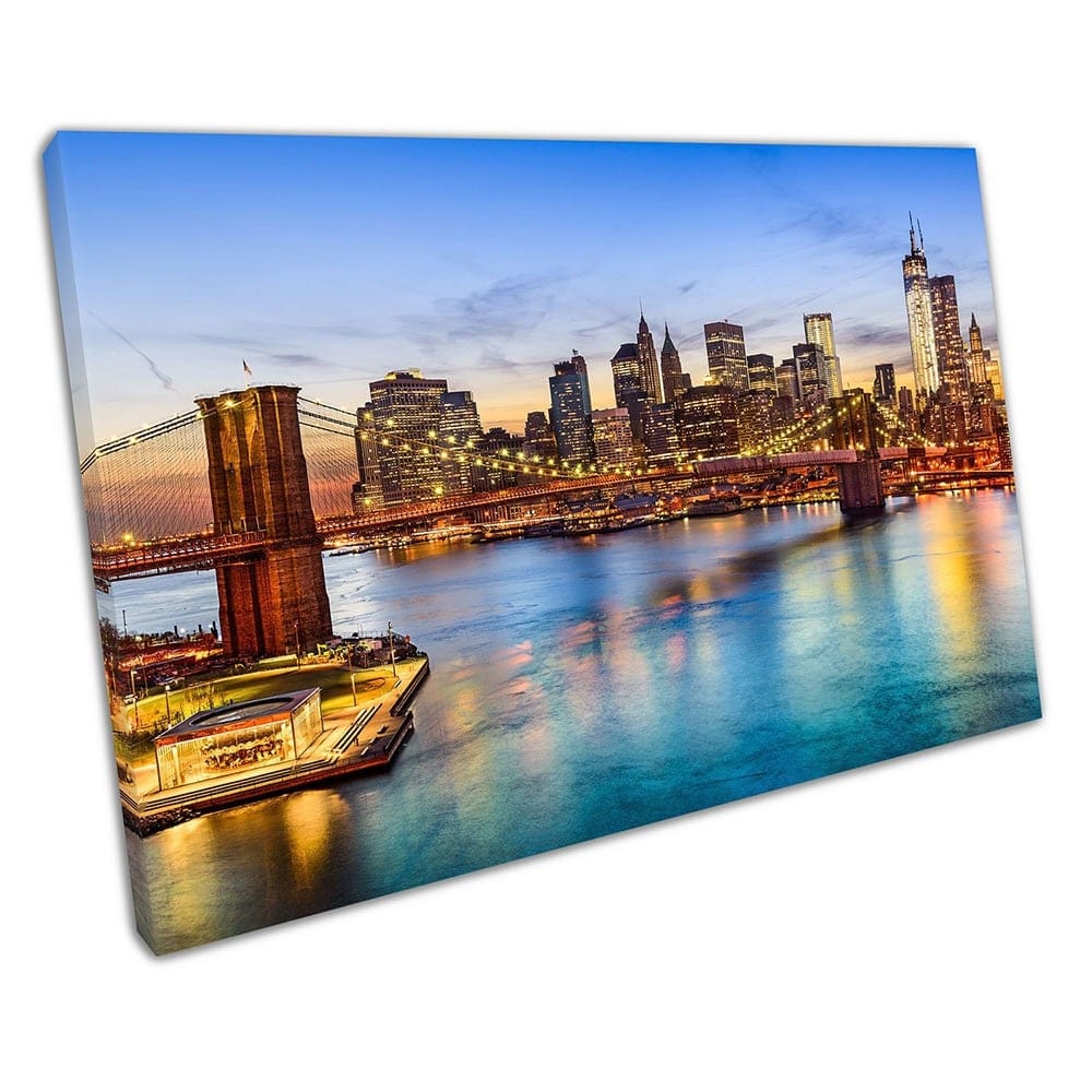 Brooklyn Bridge Manhattan New York City Landmark in de VS klaar om muurwand te hangen afdrukken gemonteerde canvas print