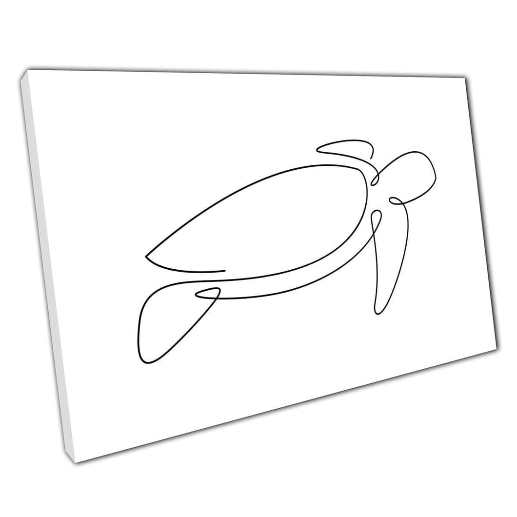 Continu Single Line Drawing Sea Turtle Swimming Minimalistische abstracte zeeleven Wall Art Print op canvas gemonteerde canvas print