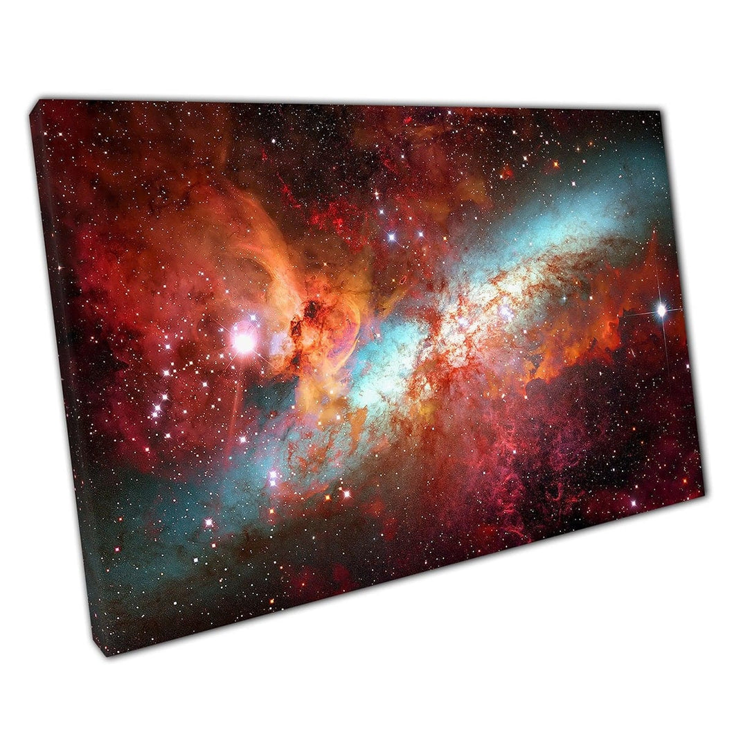Sterrenstelsels en nevel in diepe ruimte canvas muurkunst print op canvas gemonteerde canvas print