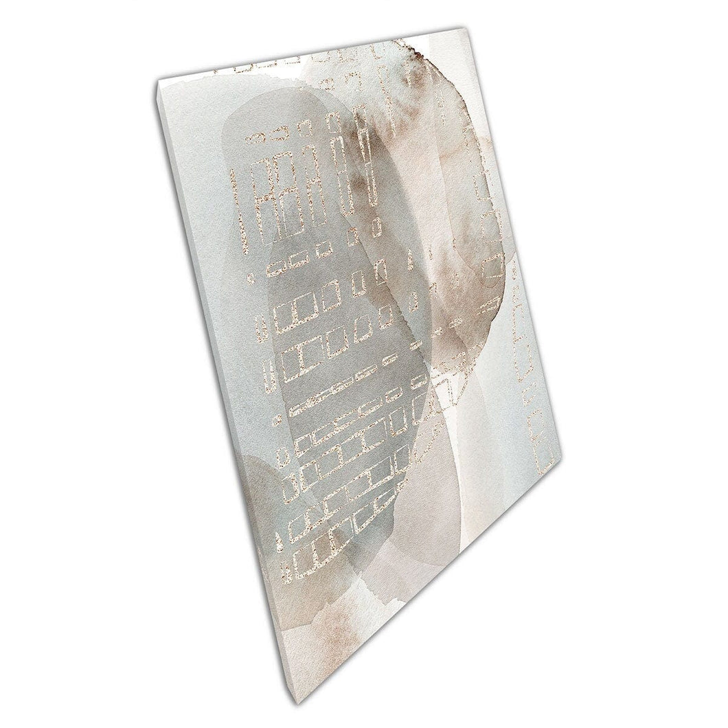 Beige grijs goud neutraal afgestemd gratis vloeiende minimalistische zachte vormen hedendaagse moderne muurkunst print op canvas gemonteerde canvas print