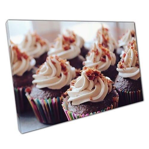 Afdrukken op canvas Delicious Cupcakes klaar om muurwand te hangen, afdrukken canvas print