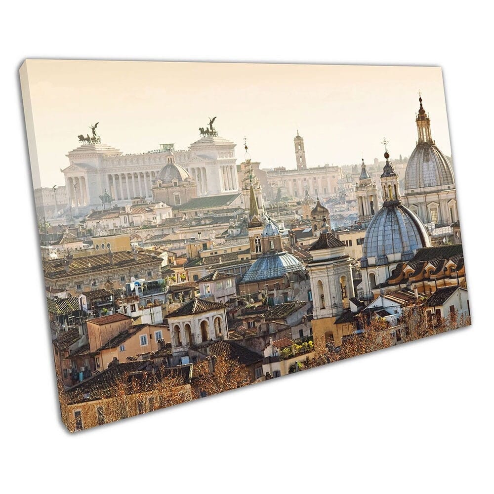 Ancient skyline of Rome City buildings Italy landmark Ready to Hang Canvas Wall Art Print On Canvas Mounted Canvas print
