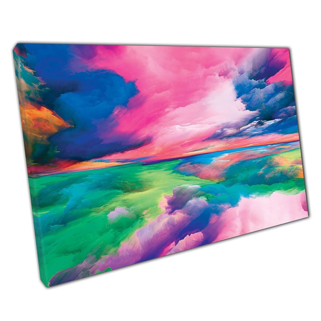 Kleurrijk abstract paradijs regenboog multicolour wolken eigentijdse moderne muurkunst print op canvas gemonteerde canvas print
