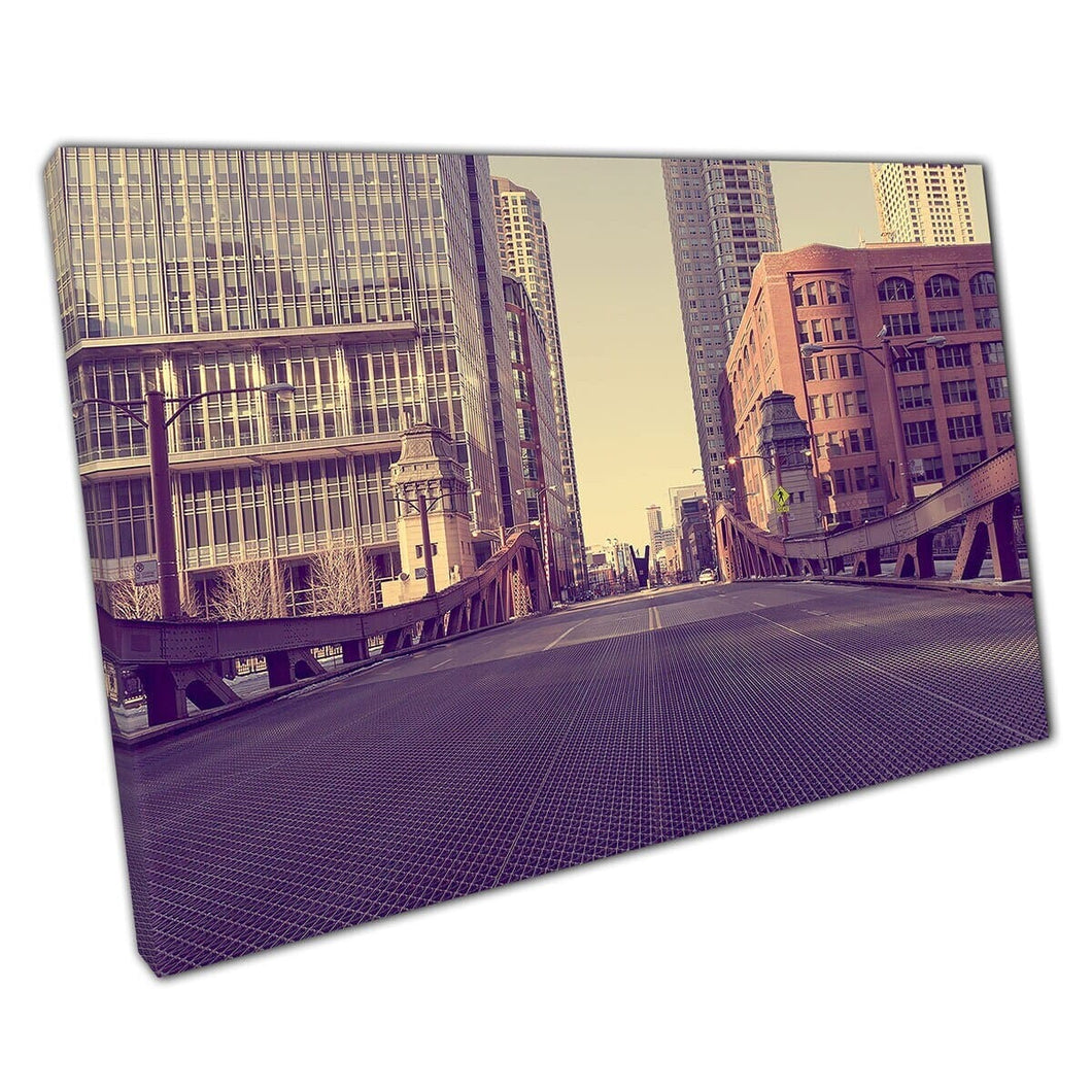 Lege Chicago Bridge Metal Industrial Architecture Street Photography Wall Art Print op canvas gemonteerde canvas print